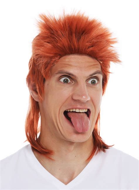 31910-FR14B wig carnival Halloween chav proletarian mullet spiky hair 80's copper red