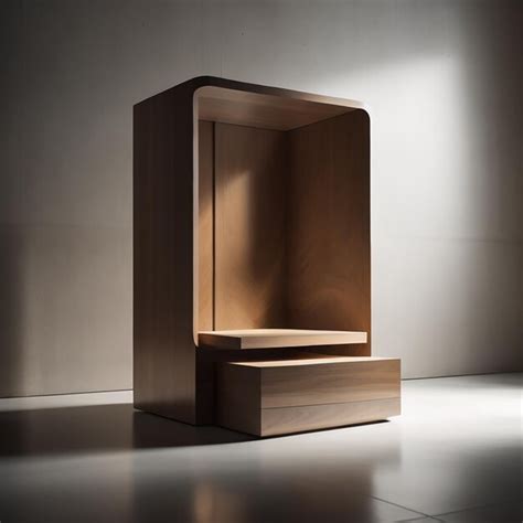 premium ai image  wooden shelf   light     light