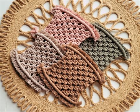 Hygge Cottagecore Coaster Set Macrame Boho Coaster Decor Farmhouse ...