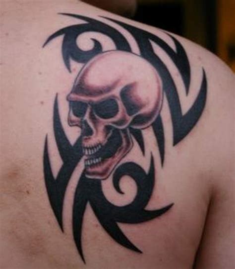 asian tatto style: tribal and skull tattoo