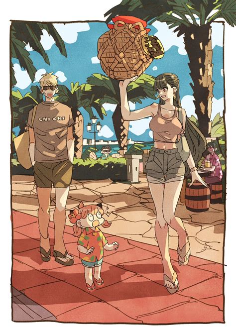 Safebooru - 2girls 3boys alcohol anya (spy x family) bag barrel beer