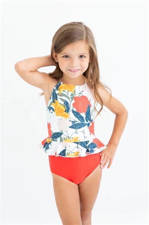 High Neck Peplum Tankini Top (Kids) | Kids bathing suits, Peplum ...
