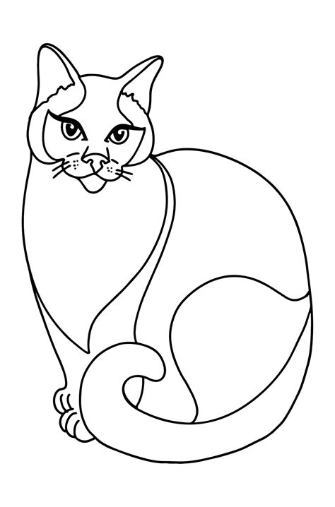 Desenho para colorir de gato siamês ♥ para Imprimir e Online
