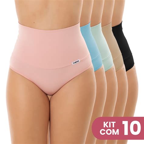 Calcinhas Que Aperta A Barriga - kit 10 Calcinhas Cós Alto Aperta Barriga Maternidade Modeladora ...