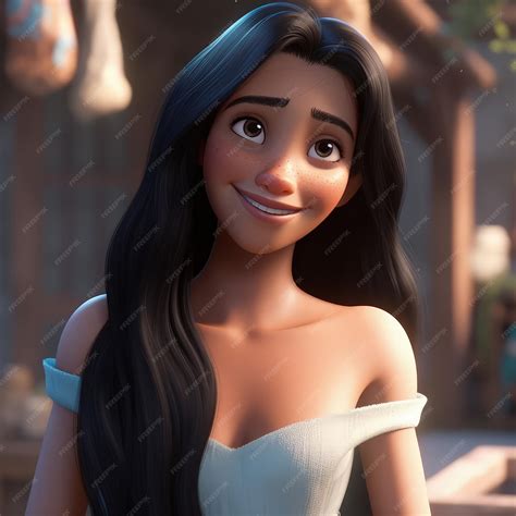 Hermosa chica personaje dibujos animados disney o pixar morena pelo