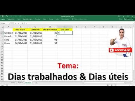 Como Saber O Valor Do Dia Trabalhado - Dias Trabalhados no Excel | Dias Úteis no Excel | Dia Trabalho total e ...