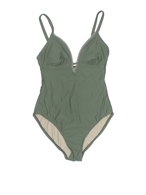 Kona Sol Jacquard Solid Tortoise Graphic Color Block Green One Piece