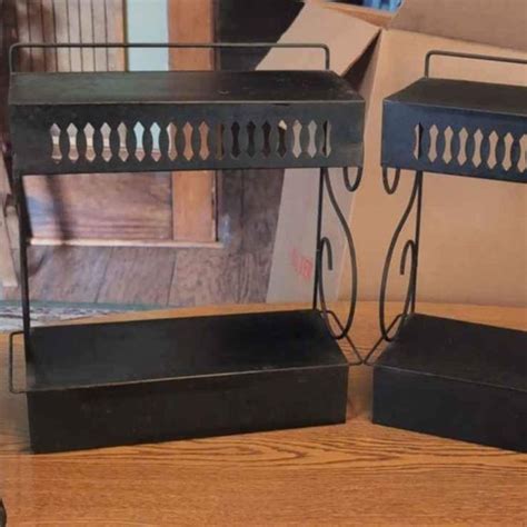 Wall Decor | Vintage Pair Of Black Metal Wall Shelves | Poshmark