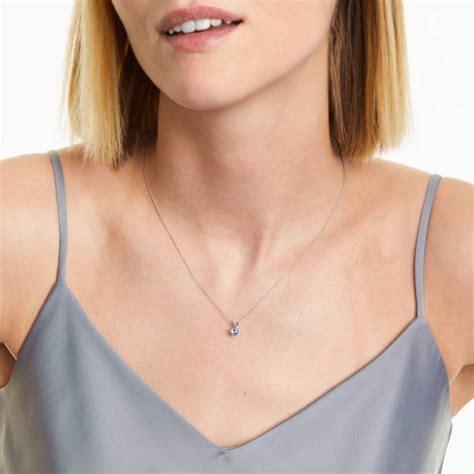 14K White Gold Blue Topaz Birthstone Necklace-8341312w14