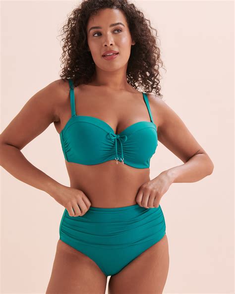 TURQUOISE COUTURE Blue Paradise D Cup Bandeau Bikini Top - Dark Aqua