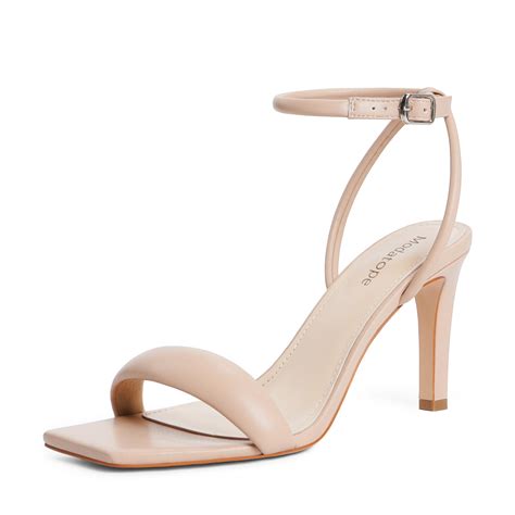 Modatope Nude Strappy Heels for Women Open Toe Strappy High Heel
