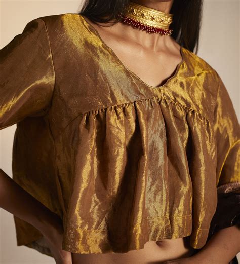 empireline blouse  copper tissue shorshe clothing