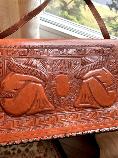 rare vintage mexican hand tooled leather handbag purs gem