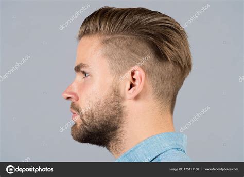 man  beard  unshaven face profile stock photo  stetsik