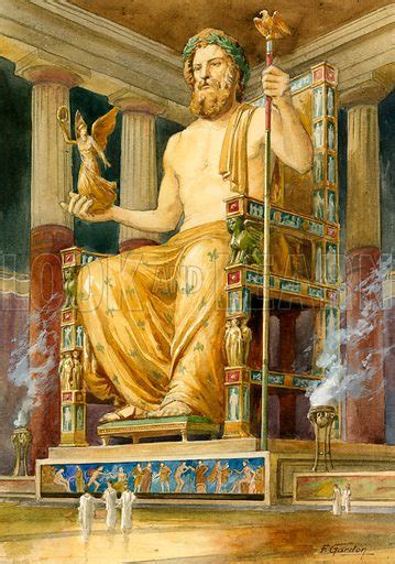 Statue of Zeus at Olympia, Greece, one of the Seven Wonders of … stock ...