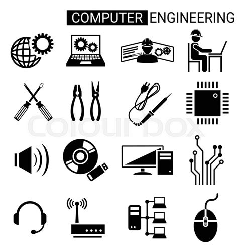 Set of computer engineering icon ... | Stock vector | Colourbox