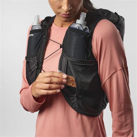 salomon active skin  womens running vest black sportsdirectcom
