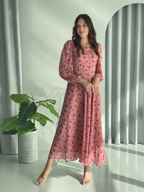 Rosè Dress In Dusty Pink Floral