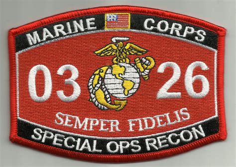 0326 SPECIAL OPS RECON USMC MOS MILITARY PATCH SEMPER FIDELIS ...