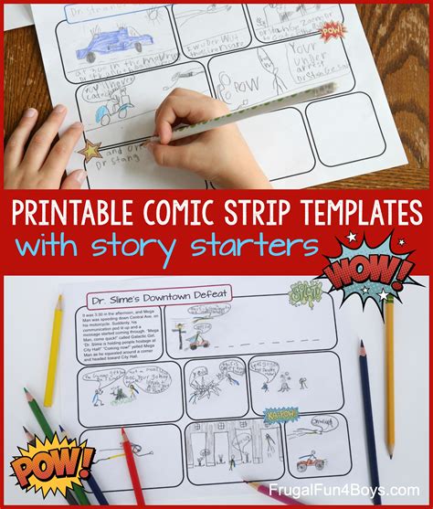 Printable Comic Strip Templates with Story Starters - Frugal Fun For