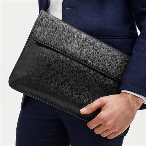 leather laptop case  black pebble aspinal  london
