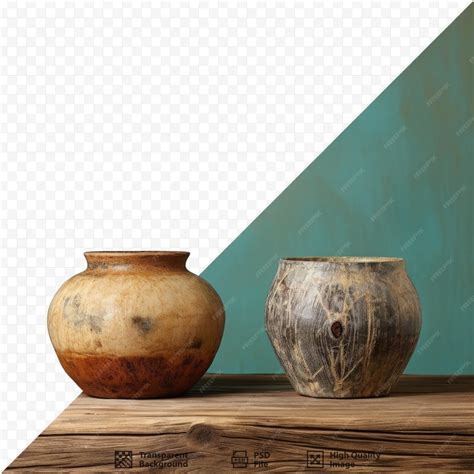 Premium PSD | Mold causes two cay pots on the old wooden floor