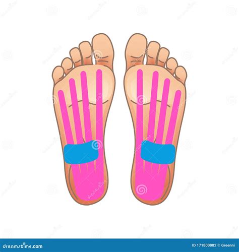 How To Use the Kinesiology Tape on Feet Stock Illustration