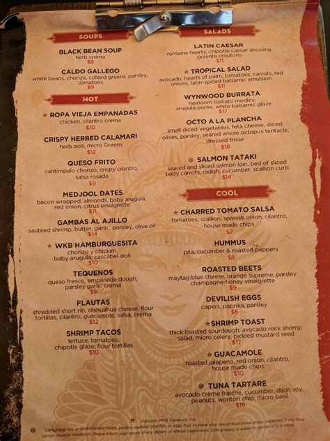 Menu at Wynwood Kitchen & Bar, Miami, NW 2nd Ave