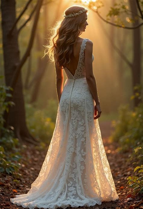 effortless elegance lace wedding dress boho thecharmingbridecom