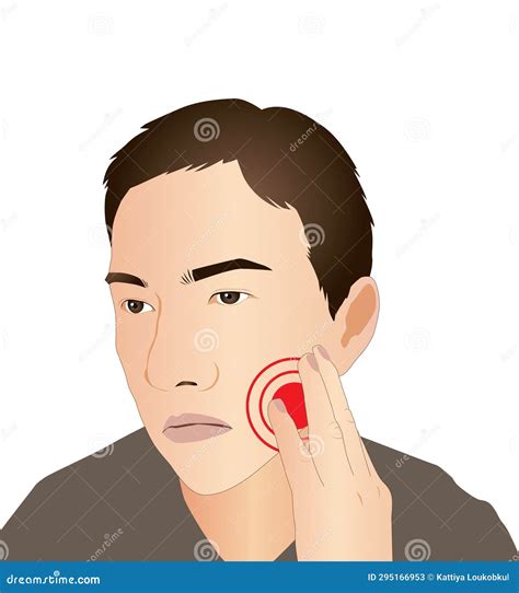 Man Toothache Dental Problems Periodontal in Painful Red Highlight ...