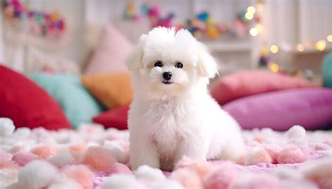 Premium AI Image | A cute small puppy sitting on a lap looking adorable ...