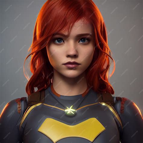 슈퍼 히로인 여자의 초상화 | 프리미엄 사진
