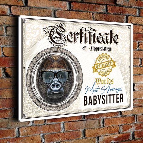 Fun Babysitter Certificate | Babysitter Certificates | Babysitter Gifts