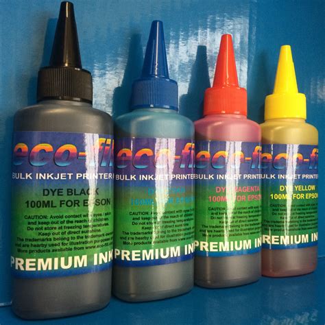 4X100ML ECO-FILL REFILL INK FOR EPSON WORKFORCE HOME EXPRESSION PREMIU ...