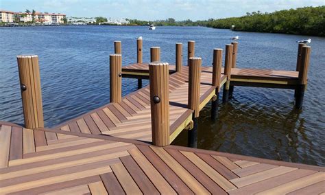 patterned wood boat dock