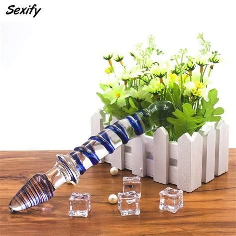 Large Crystal Glass Dildo Dong Thruster Double Ended Anal Butt Plug Sex