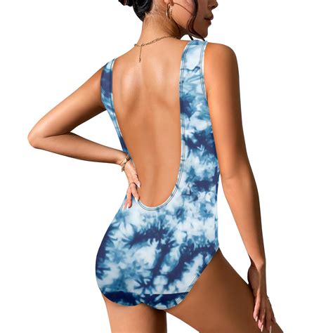 New Texas Republic Blue Snowflake Tie Dye Women's Low Back One Piece