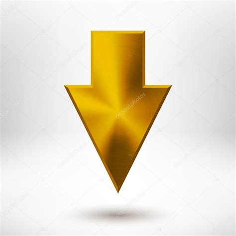 Вниз стрелка знак с золотой металл текстуры — Векторное изображение ...