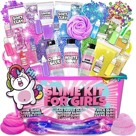 Laevo Unicorn Slime Kit for Girls, Everything in One Box, DIY Slime