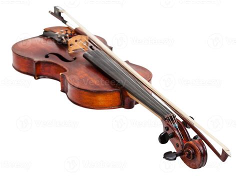 old fiddle with bow isolated on white 12570483 Stock Photo at Vecteezy