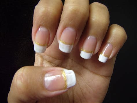 White French Tip Nails With Gold Glitter at Peggy Bradley blog