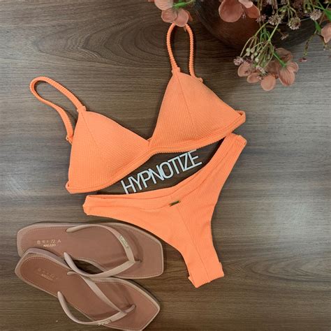 Coral Biquínis Garopaba - Biquini Poliana Ranhura Coral | Hypnotize Fashion Beach