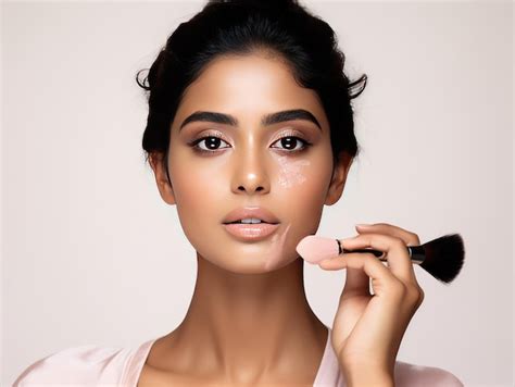 Premium Photo | Indian Beauty Influencer Demonstrates Daily Makeup ...
