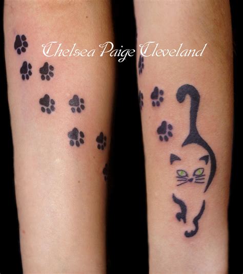 cat paw print outline tattoo elegant feline art  meaningful symbolism