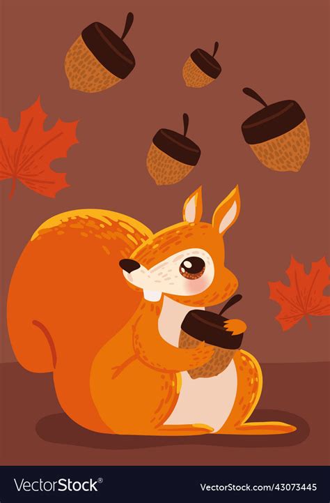 Cartoon squirrel and acorn Royalty Free Vector Image