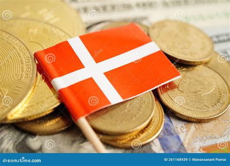 stack  coins money  denmark flag finance banking concept stock