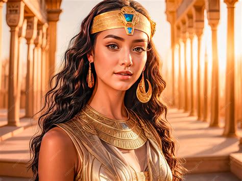 Beautiful Egyptian queen against the backdrop of ancient sights