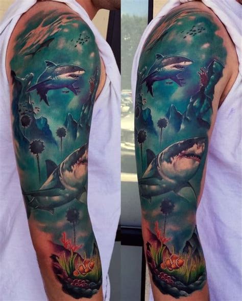 30 Shark Tattoo Sleeve Designs [2023 Inspiration Guide]