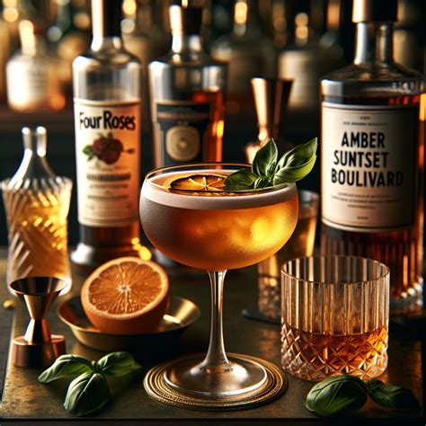 Amber Sunset Boulevard, Sophisticated cocktail capturing the warm glow