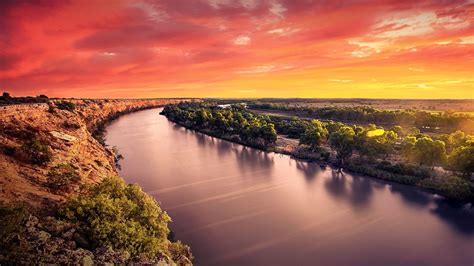 nature, landscape, trees, forest, clouds, sky, river, water, sunset ...